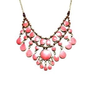 Statement Bib Pink Stone Necklaxe